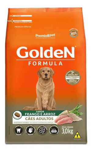 Golden Ração Seca para Cão Adulto Frango Arroz 3kg Saúde Bucal 2