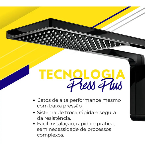 Chuveiro Eletrônico Lorenzetti Acqua Storm Ultra Preto 7800W 220V 3