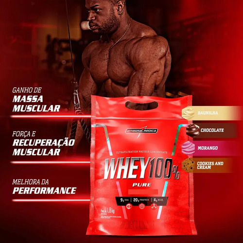 Whey 100% Pure Pouch Cookies 1,8kg Integralmedica - Energia e Força 3