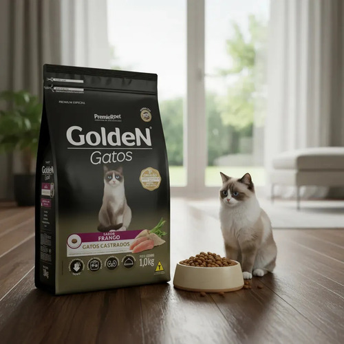 Alimento Golden Premium Especial para Gatos Castrados Sabor Frango 1 kg 2
