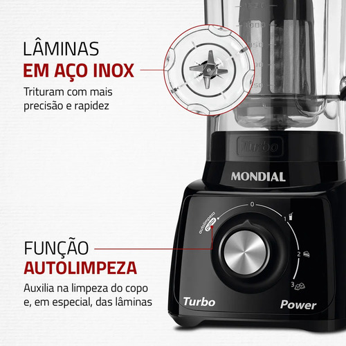 Liquidificador Turbo Power Mondial 550W - L-99 FB 6
