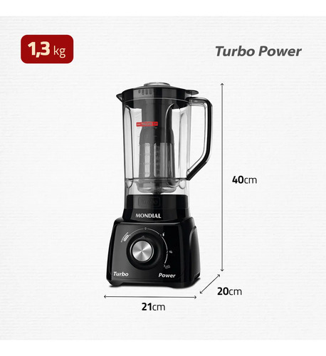 Liquidificador Turbo Power Mondial 550W - L-99 FB 8
