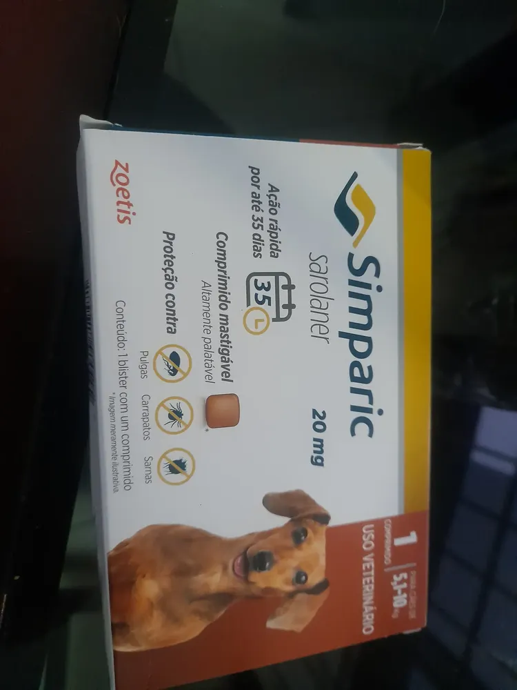 Simparic 10mg C/ 3 Comprimidos para Cães 2,6kg a 5kg Proteção Completa Antipulgas e Carrapatos 5