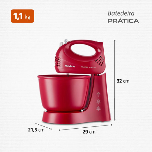 Batedeira Power Prática Mondial, 400W - B-44-R 6