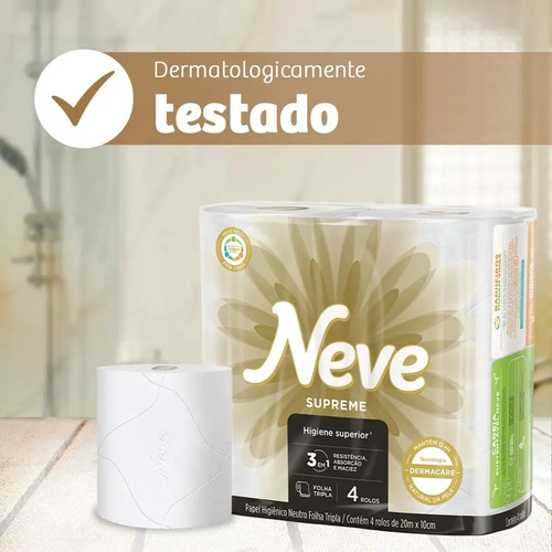Papel Higiênico Supreme Folha Tripla Com 12 Rolos Neve 2