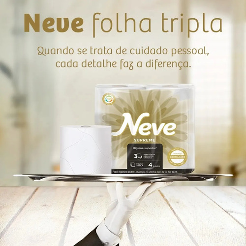 Papel Higiênico Supreme Folha Tripla Com 12 Rolos Neve 3