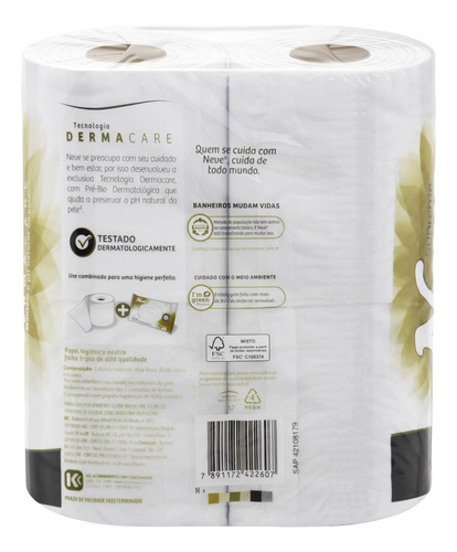 Papel Higiênico Folha Tripla 20 Metros Neve Com 4 Unidades 4