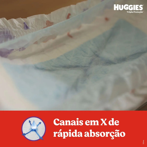Fraldas descartáveis infantis com 42 unidades tripla proteção tamanho M Huggies 2