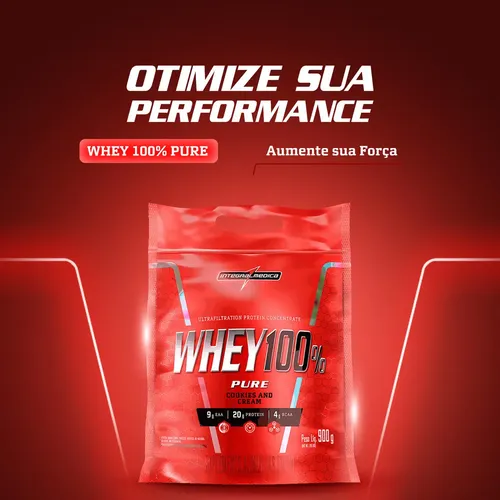 Whey 100% Pure Pouch Cookies 900g Integralmedica - Suplemento Nutritivo para Treinos de Alta Performance 3