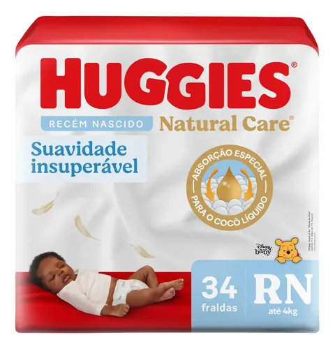 Huggies Fralda Descartável Premium Natural Care RN 34 Unidades 12