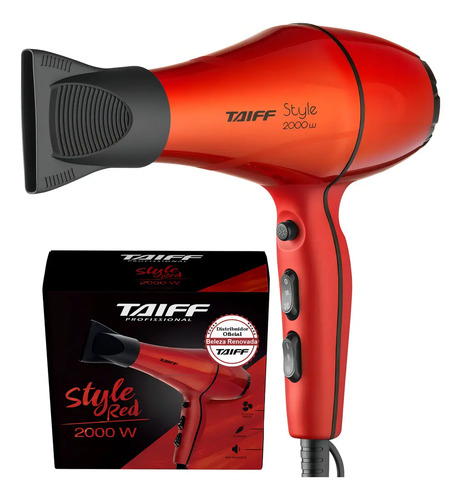 Secador de Cabelo Taiff Style Profissional 2000W Iônico Vermelho 2
