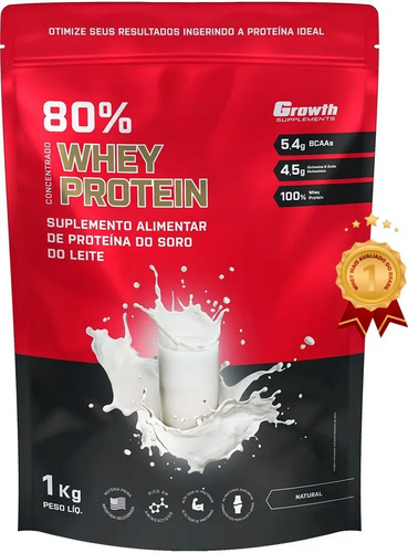 Whey Concentrado 80% Whey Protein - Growth Supplements Sabor Banana 2