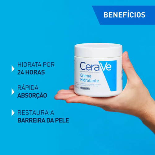 Creme Hidratante Corporal e facial para Pele Seca a Extra Seca Sem Perfume 454g CeraVe 3