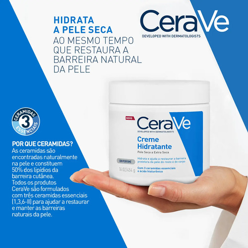 Creme Hidratante Corporal e facial para Pele Seca a Extra Seca Sem Perfume 454g CeraVe 7