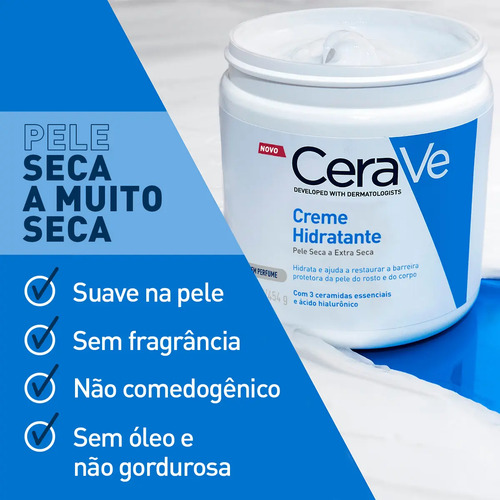 Creme Hidratante Corporal e facial para Pele Seca a Extra Seca Sem Perfume 454g CeraVe 9