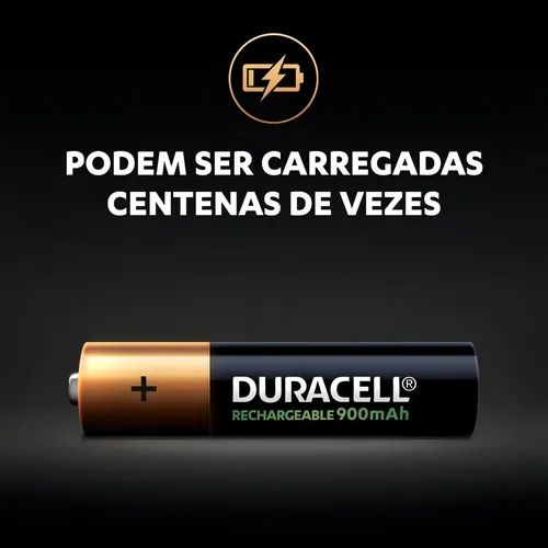 Pilha Recarregável Aaa Palito 900 Mah Duracell Com 2 Unidade 3