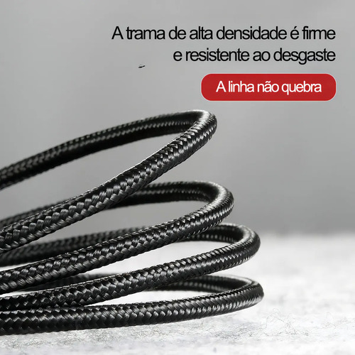 Cabo Rápido Usb Para Tipo- C Baseus Cafule Nylon 3a 1 Metro Cor Preto 12