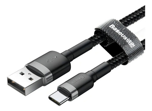 Cabo Rápido Usb Para Tipo- C Baseus Cafule Nylon 3a 1 Metro Cor Preto 3