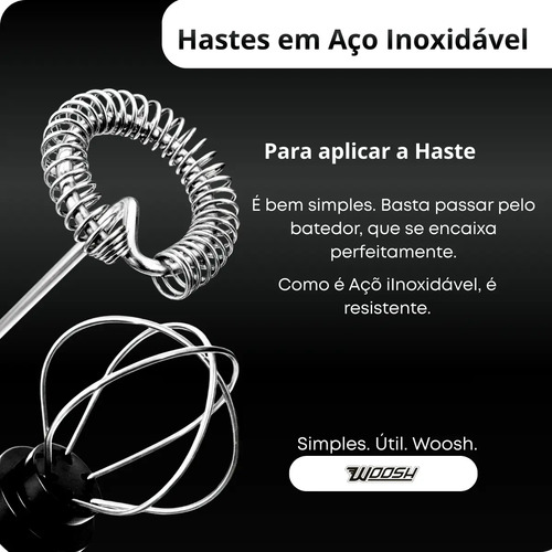 Mixer Elétrico Portátil 2 em 1 Recarregável Potente Misturador de Bebidas e Ovos 3 Velocidades Usb Batedor e Fue Fouet Marca Woosh 5