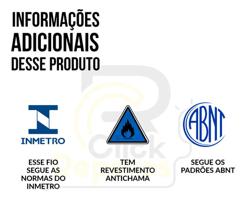 Extensão Elétrica 50 Metros 10a Cabo Pp 2x1,0 Reforçada Cor Preto Click Cabos 6