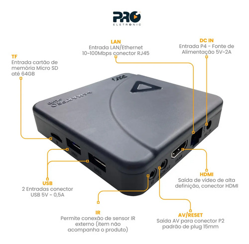 Smart Box Proeletronic Smartpro Prosb-3000/16 Gb 4K HD 3