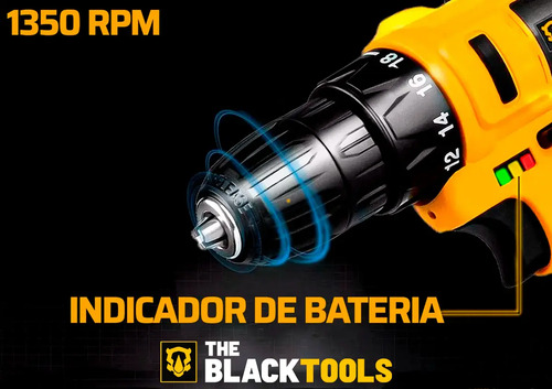 Furadeira Parafusadeira Sem Fio A Bateria Tb-12e 12v 3/8 10mm Com Maleta E Acessórios The Black Tools 3