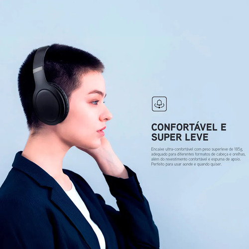 Fone De Ouvido Headphone Dapon H02D Bluetooth 5.1 Over-ear 22h Preto 5