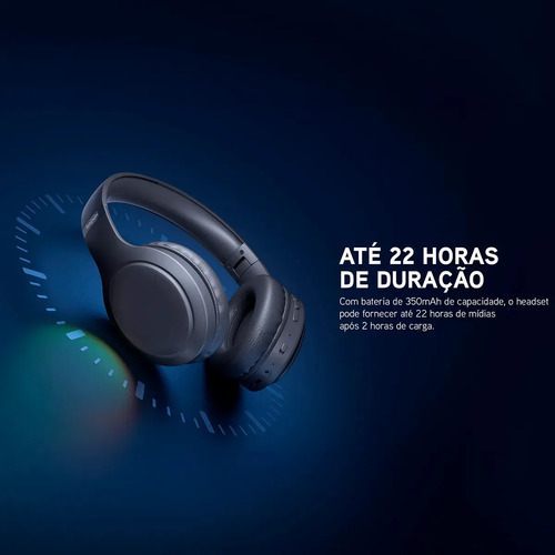 Fone De Ouvido Headphone Dapon H02D Bluetooth 5.1 Over-ear 22h Preto 7