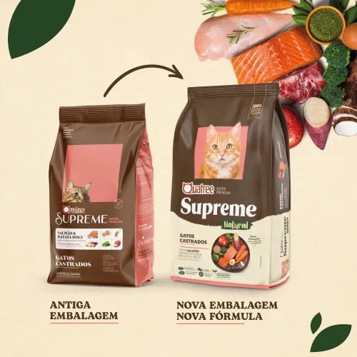 Ração Seca Quatree Supreme Gatos Adultos Castrados Salmão Batata 10kg 2