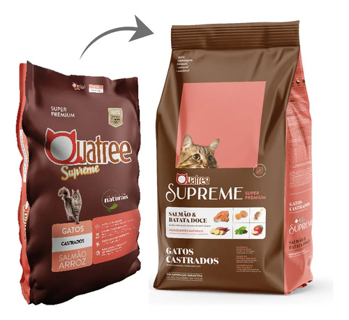 Ração Seca Quatree Supreme Gatos Adultos Castrados Salmão Batata 10kg 4