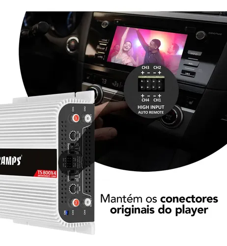 Modulo Taramps Ts 800 Rms Ts800x4 2 Ohms Amplificador 800w Entrada Rca E Fio T800 4 Canais Som Automotivo 9
