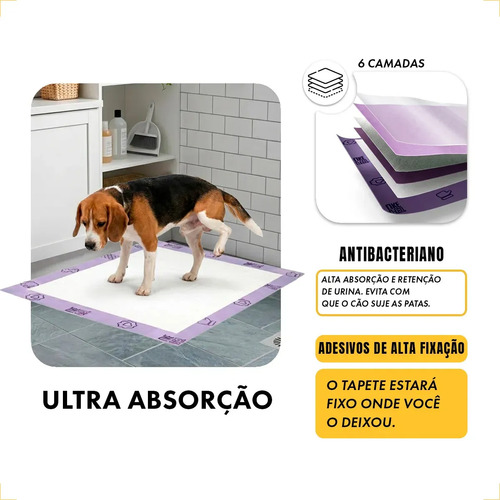 Petlike tapete higiênico para cães ultra pads lavanda 80cm x 60cm com 30 unidades 5