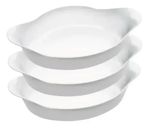 Marinex Conjunto de Assadeiras Oval Opaline 3 Peças Branco 3