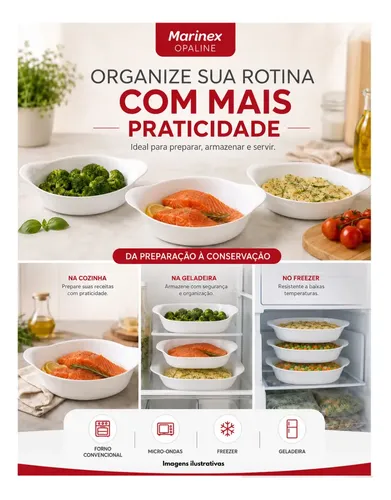 Marinex Conjunto de Assadeiras Oval Opaline 3 Peças Branco 8