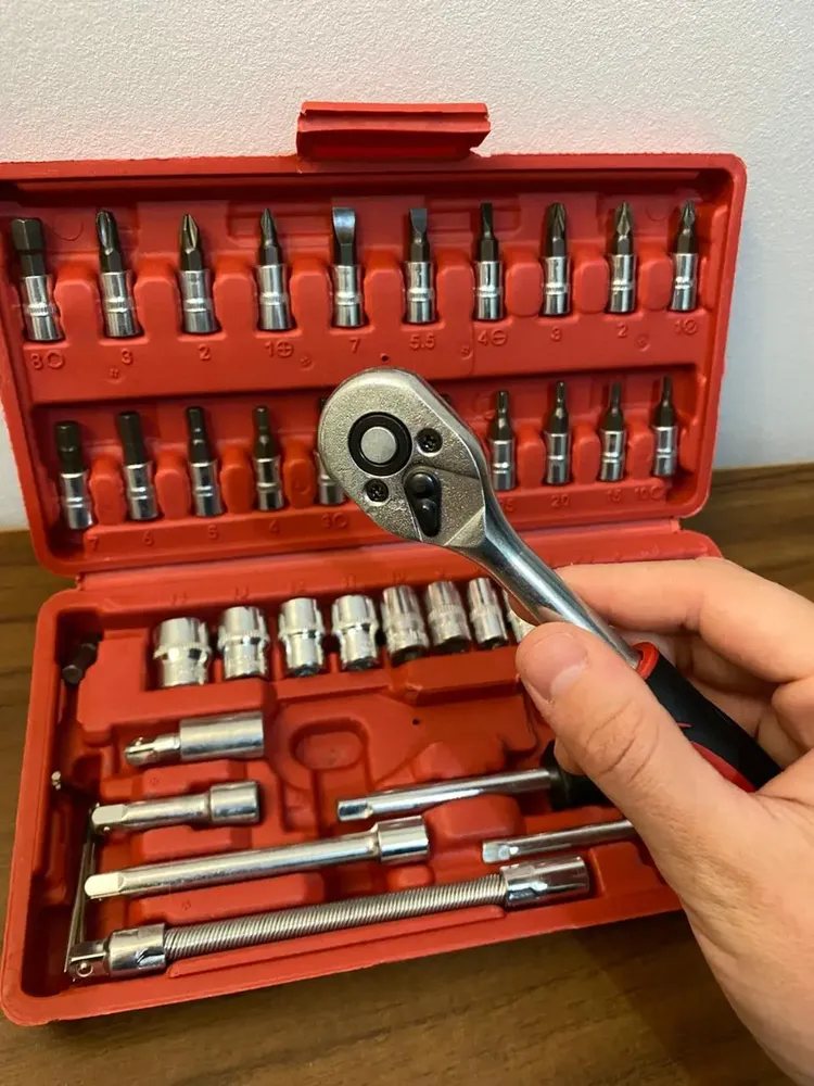 Kit Ferramentas Quicko 46 Peças Com Soquetes e Chaves Para Carro e Casa 10