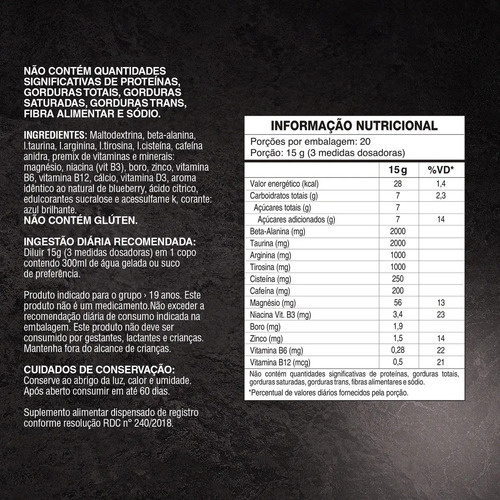 Pré-Treino Evolution Workout 300g Termogênico Sabor Blueberry Soldiers Nutrition Energia Foco Treino 3