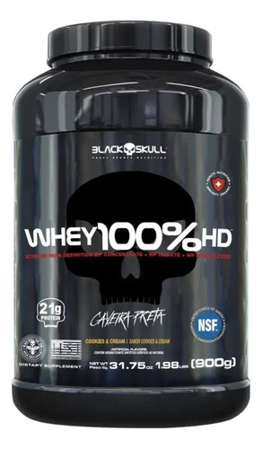 Whey 100% Hd Black Skull - 900g (wpc, Wpi E Wph) Caveira Pre Sabor Cookies