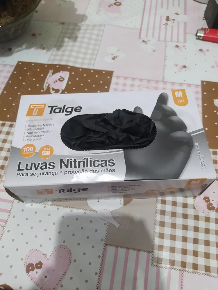 Luva Nitrílica Preta Tamanho. M Com 100 Unidades Talge 10