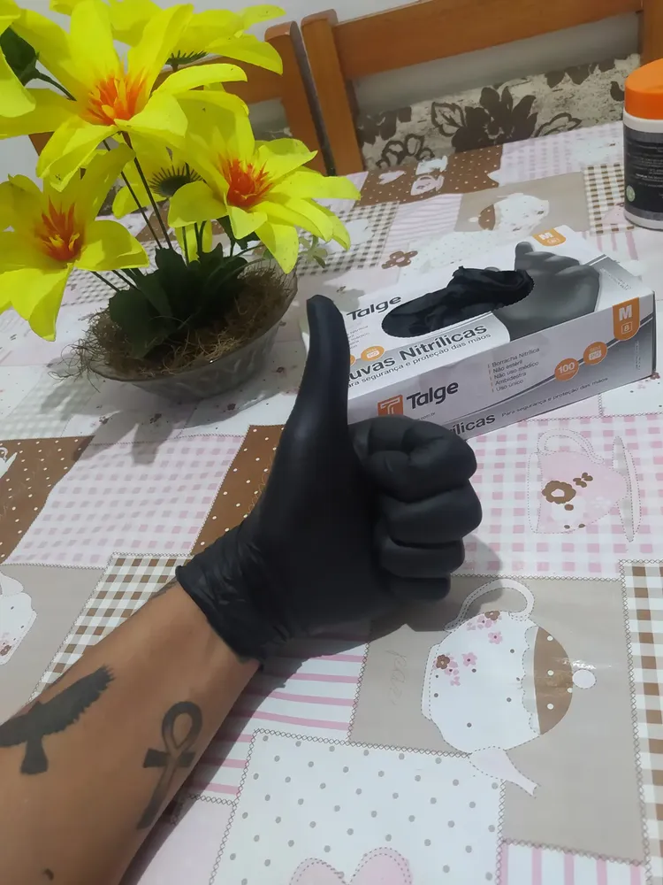 Luva Nitrílica Preta Tamanho. M Com 100 Unidades Talge 11