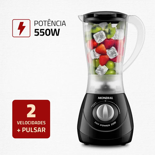 Liquidificador Mondial 2,2l Preto L-550 Easy Power 550w 2