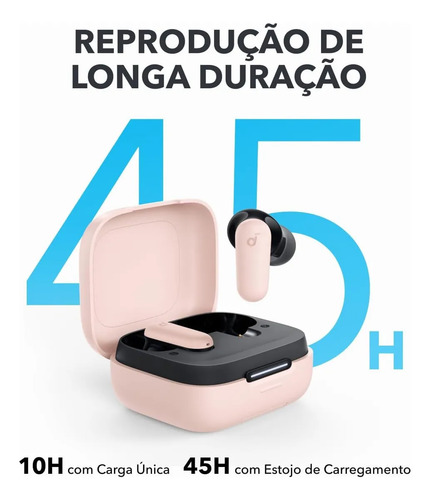 Fone de Ouvido Bluetooth 5.4 soundcore P30i da Anker, Cancelamento de Ruído Adaptativo, Graves Poderosos, 45H de Reprodução, Estojo 2-em-1 com Suporte para Celular, IP54, Fone sem fio TWS, Rosa 2