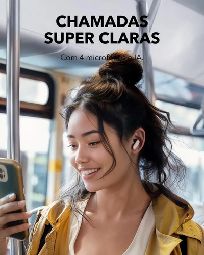 Fone de Ouvido Bluetooth 5.4 soundcore P30i da Anker, Cancelamento de Ruído Adaptativo, Graves Poderosos, 45H de Reprodução, Estojo 2-em-1 com Suporte para Celular, IP54, Fone sem fio TWS, Rosa 4