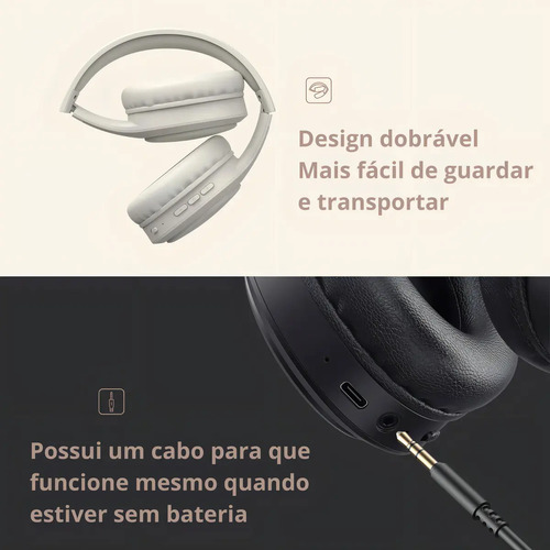 Fone De Ouvido Headphone Dapon H02d Bluetooth 5.1 Over-ear 22 Horas De Bateria Rosa 6