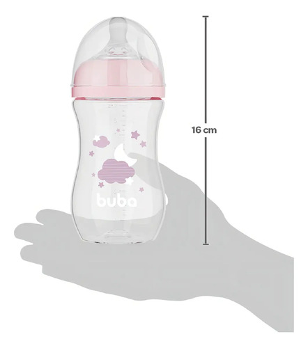 Mamadeira Easy Flow 270ml Anticólica Evita Gases Buba Rosa N Rosa Nuvem 3
