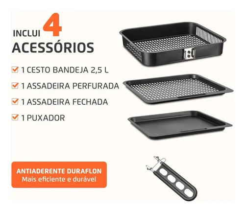 Fritadeira Elétrica AFON-12L-BG Forno Oven 12 Litros Preto Mondial 3