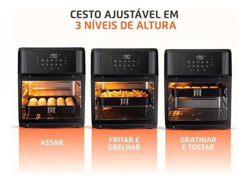 Fritadeira Elétrica AFON-12L-BG Forno Oven 12 Litros Preto Mondial 5