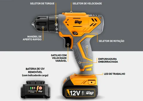 Parafusadeira E Furadeira De Impacto Wf 12k3.2 Wap 3