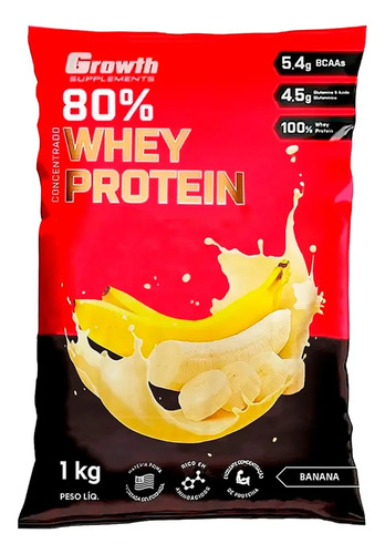 Whey Protein Concentrado Growth 1kg Sabor Banana