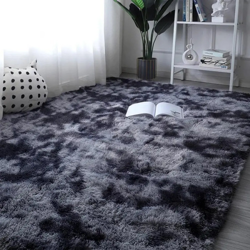 Tapete Carpete 200x140 Luizatex Peludo Felpudo 40mm Luxo Cor Cinza-escuro Desenho Do Tecido Pelo Alto 2