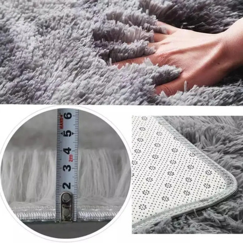 Tapete Carpete 200x140 Luizatex Peludo Felpudo 40mm Luxo Cor Cinza-escuro Desenho Do Tecido Pelo Alto 4